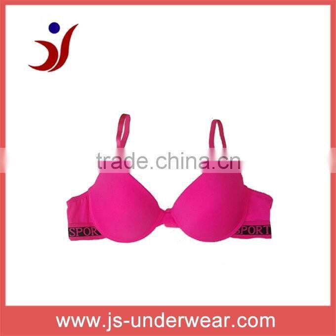 2014 js-812fit ladies sexy pink sports bra with inside elastic from China Shantou Gurao manufactory(accept OEM)