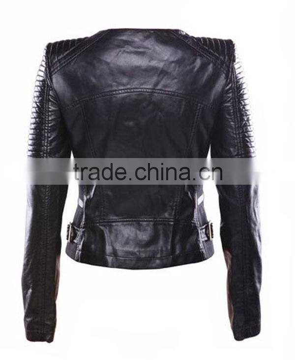 Factory new fashion black motorcycle leather jacket