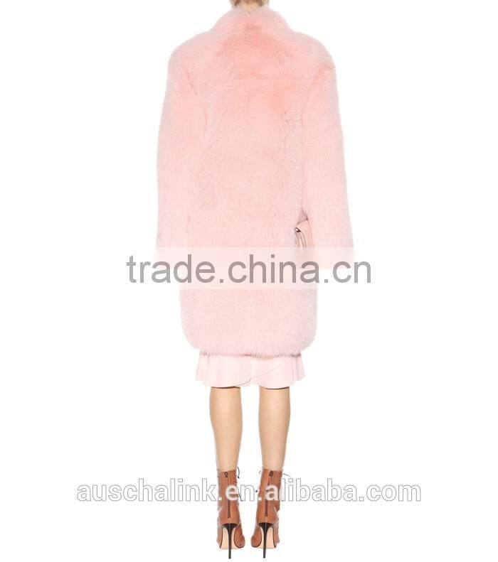 2016 best selling winter women pink sexy fox fur coat OEM service