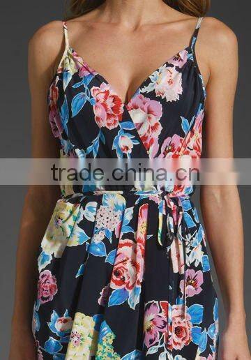 wrap dress!floral printed!12DR056 2012 Summer Hot selling Flower Printed Ladies dress