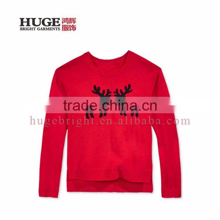 Round Neck Pullover Style High-Low Hem Cute Sweaters