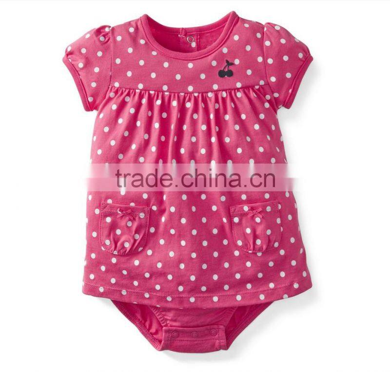 Wholesale high quality 100% cotton polka dot sun suit dress baby girl romper for kids little dress