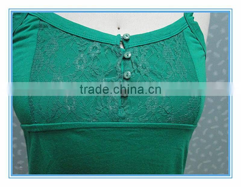 Cheap Fashion Women Causal Green Vest With Spaghetti Straps