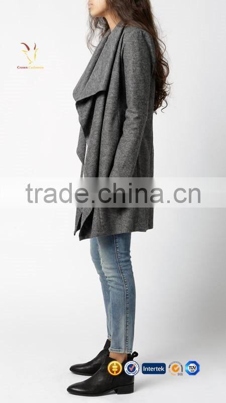 2016 Women Grey Cashmere Coats New Design Long Winter Coats For Ladies