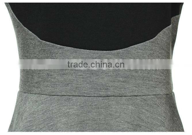 E8055 Long Sleeves Block Panel Skater Dress