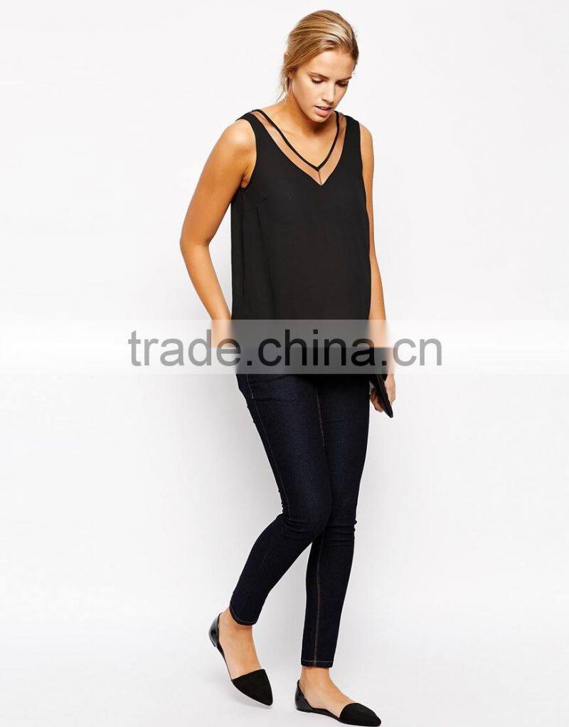 Maternity Vest With Sheer Insert And V Neck 2015