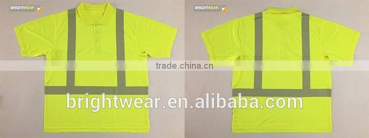Hi-vis short sleeve 3M tape reflective safety ANSI night use protective polo shirt
