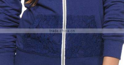 Trillium Crochet Navy Zip Up Sports Hoodie Manufacturers Guangzhou