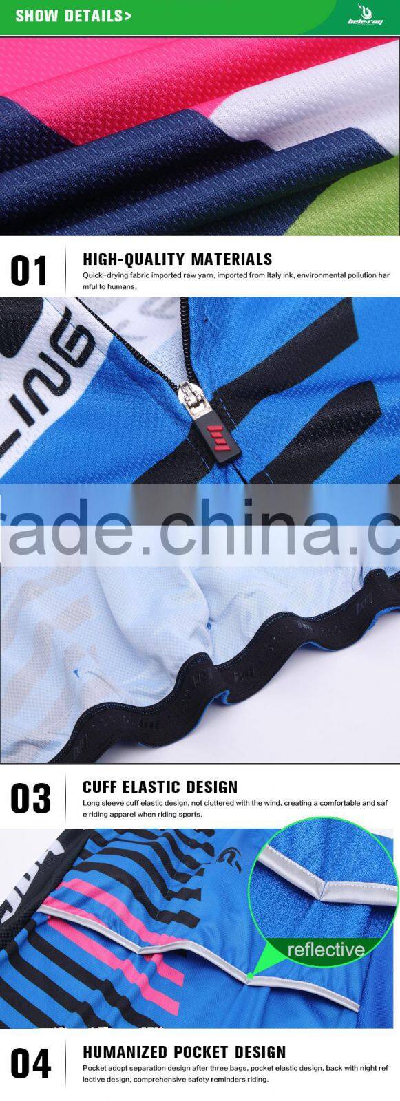 BEROY 2016 mens breathable bicycle uniforms suit with reflective elements,cycling clothes with anti-bacterial padded