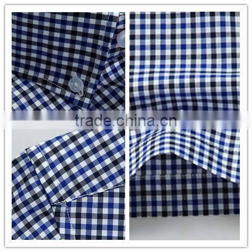 custom style cotton no pocket short sleeve plaids & check men shirt