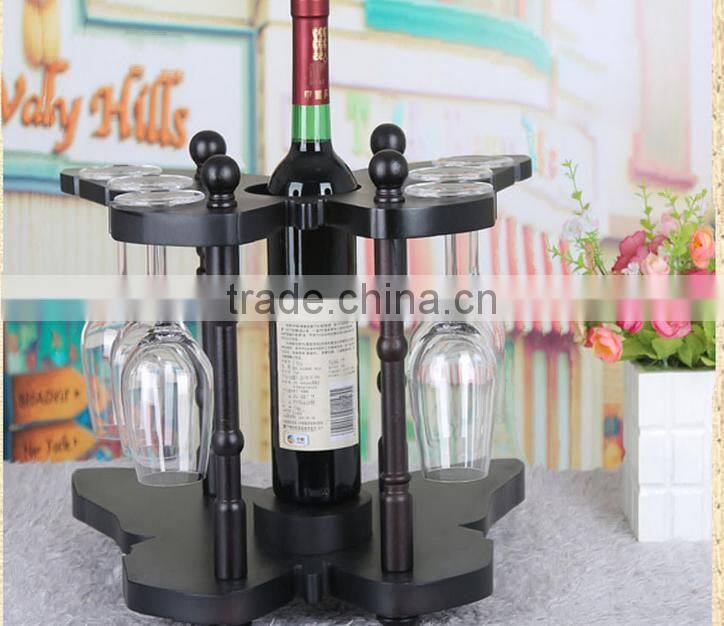 European style creative wine rack, wooden frame, wooden butterfly wine shelf