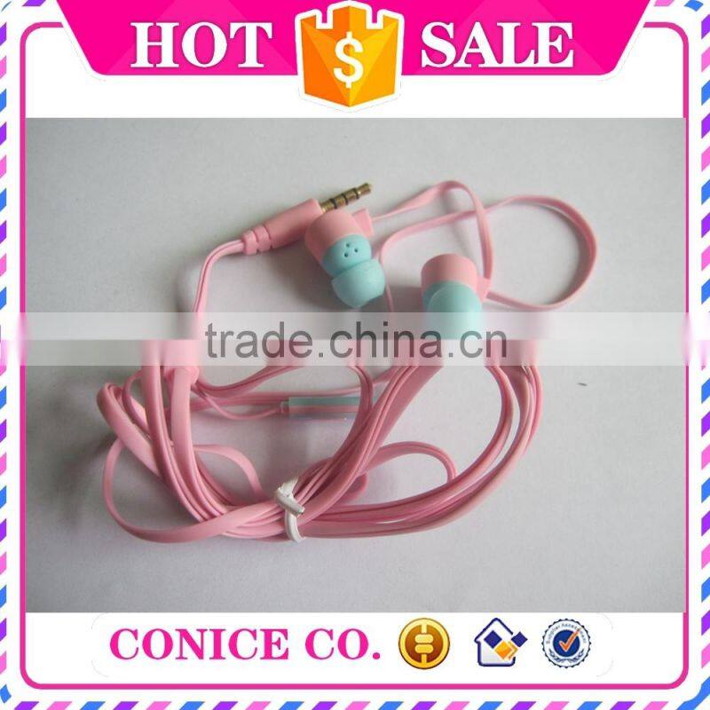 super bass stereo 3.5mm metal jack flat cable wired silicone plug in-ear earbuds earphone