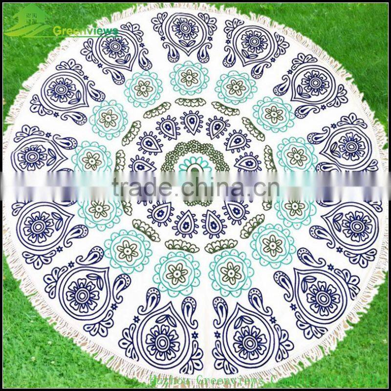 china customized printed round beach towels with tassels round beach towels mandalaround towel warmer