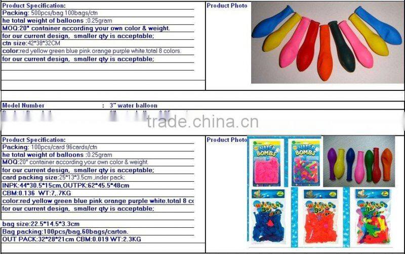 Colorful High Quality 5inch Water Balloons for Children Summer Toys