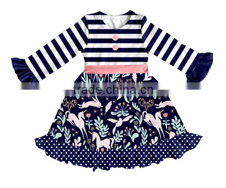 CH00178YIWU BOYA Cotton milk silk dresses deer and rabbits kindom pattern kids clothes wearing boutique dresses