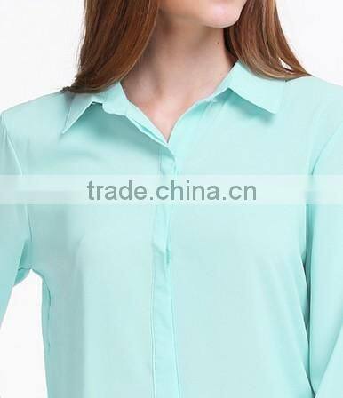 OEM ladies chiffon long sleeve blouse latest fashion design