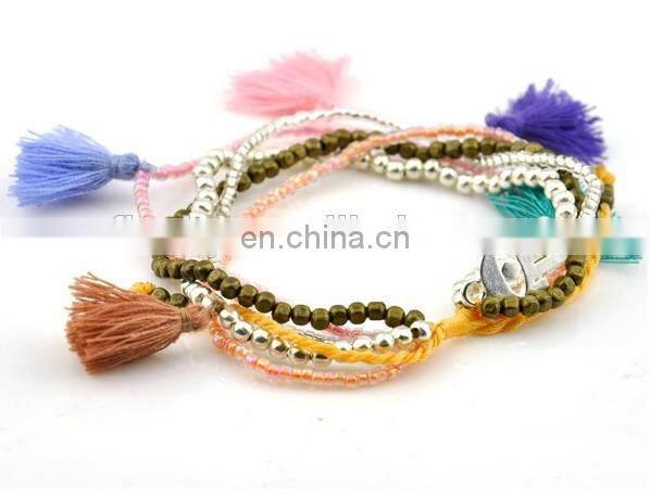 Custom promotional gift leisure fashionable tassel bracelet stone charm bracelet