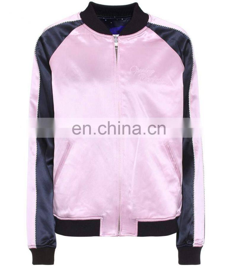 Chinese Clothing Manufacturers Custom Reversible Silk Ladies Spring Bomber Jackets
