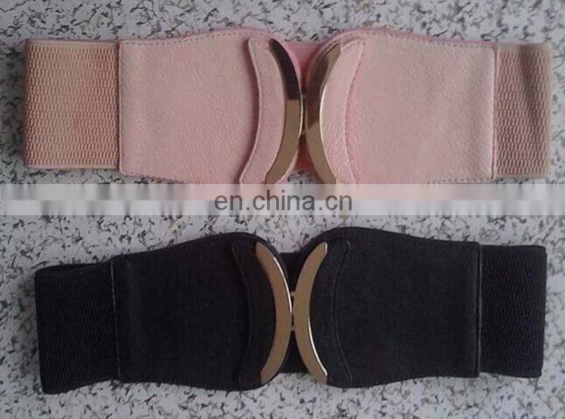 Woman ladies trendy woven thin waist with rose buckle