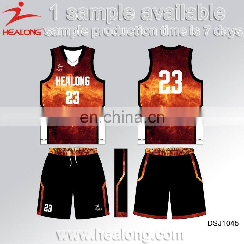 Thermal Transfer Printing Designed And Made Basketball Jerseys