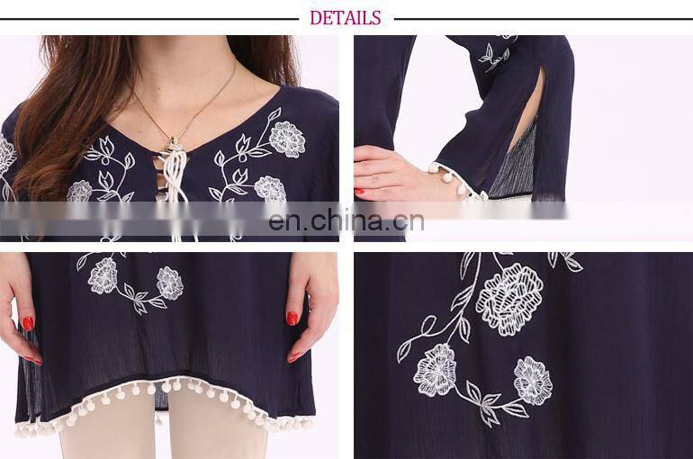 Guangzhou Apparel Summer Thread Long Sleeve Blouse Fashion Design