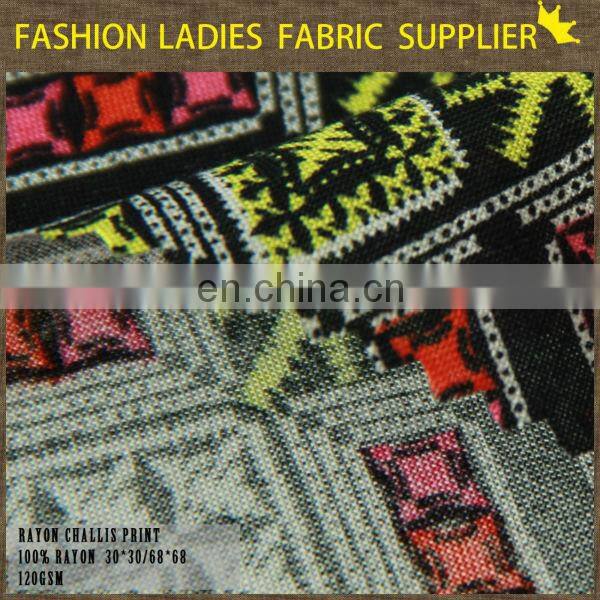 2015 spring new design china factory direct print sand washed rayon fabric