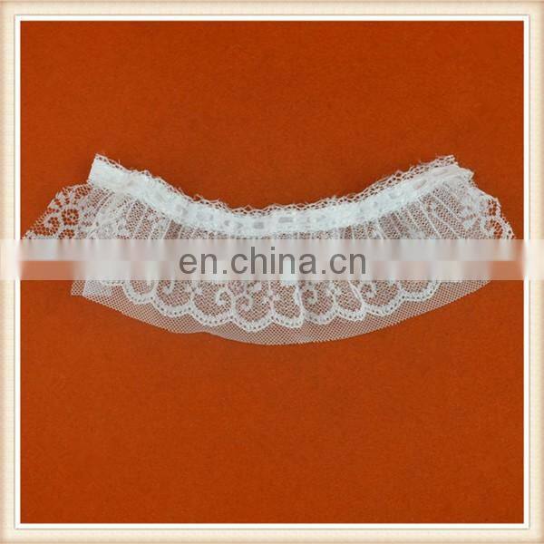 Latest wholesale border lace white fancy nylon lace embroidery ruffled lace trim for girl suits