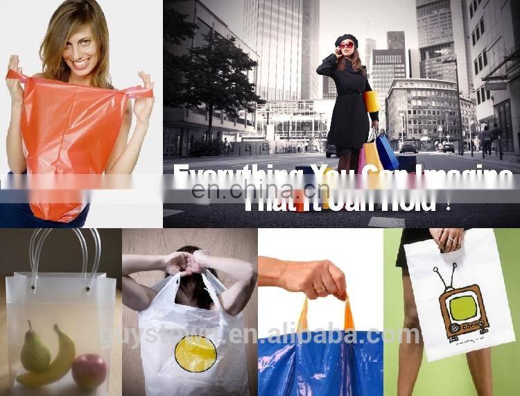 customized private design printed logo plastic softloop handle shopping bag