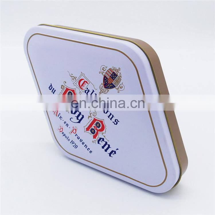 Diamond shape custom design metal tinned chocolate packaging box packaging
