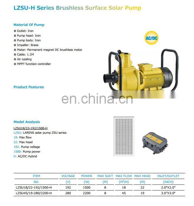 LZSU-H 3HP irrigation lorentz solar pumps