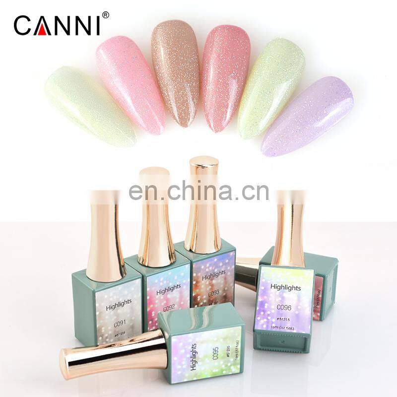 CANNI Free Sample 16ml Highlight Soak Off UV Gel Polish Super Shinny Nail Polish Glitter Varnish OEM/ODM