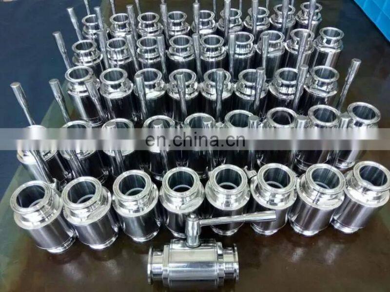 DIN/SMS/3A Sanitary 2 way Ball Valve Triclamp End With Stainless Steel Handle Forged Valve Body