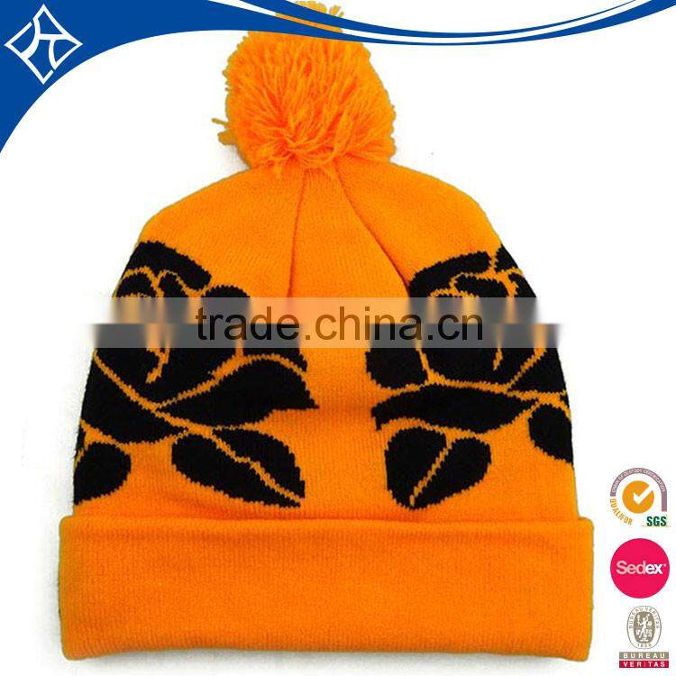 custom fashion pom pom knitted wool winter hats for young girl