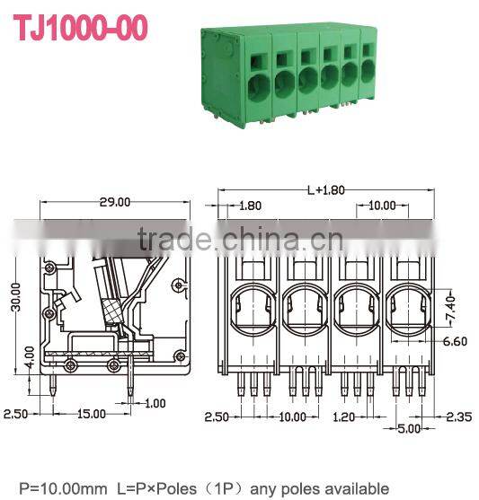 10mm 600V 66A screwless quick connector PCB Spring terminal blocks
