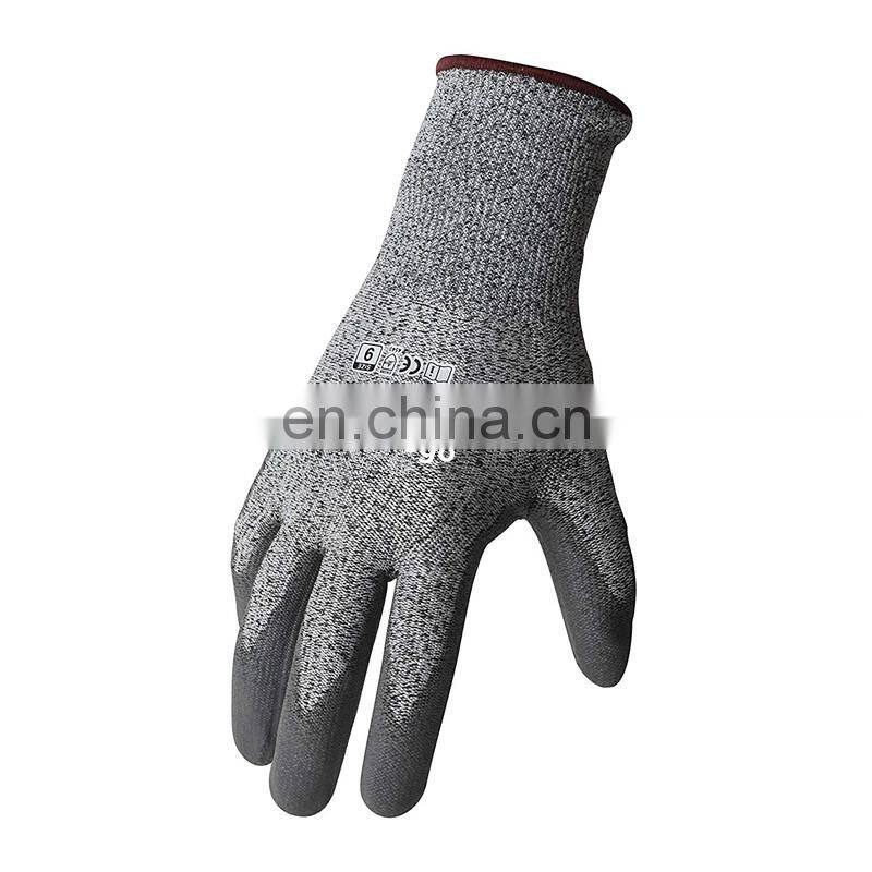 High Proformance Custom logo Anti Cut Gloves With Pu Coating For Mining
