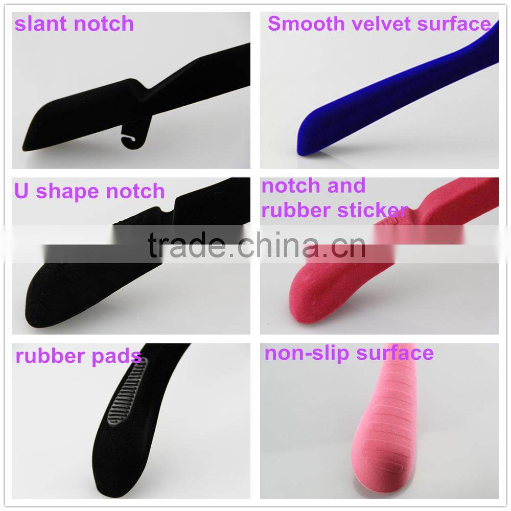 Black nonslip velvet flocked hanger with logo and gold hook for coat