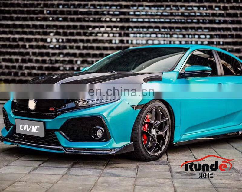 Runde PP Material Body Kit With Front Rear Bumper Grille Side Skirt Spoiler For 2016-2019 Honda Civic 10th Generation Bodykit