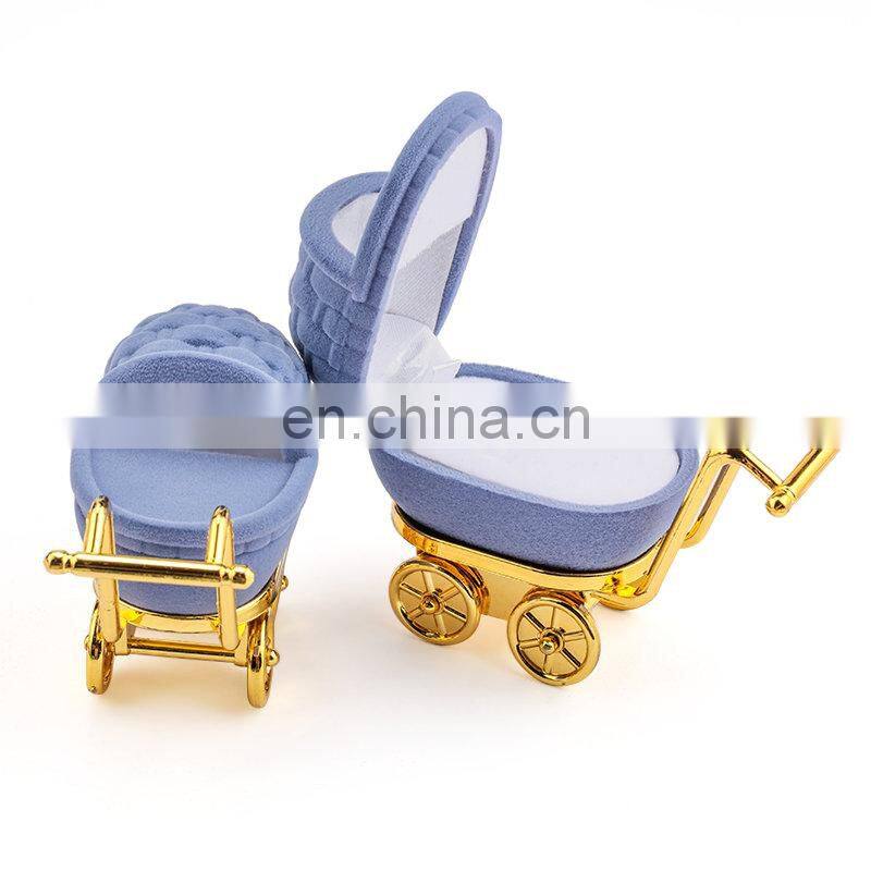 Baby carriage Velvet Jewelry Box stroller Wedding Ring Box Gift Box Holder Case for Earrings Necklaces Bracelets Display