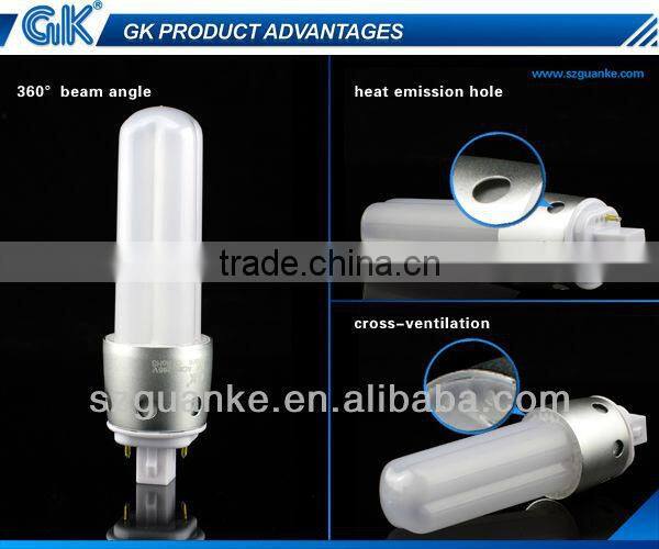 professional G23 G24 GX24 6w/8w 360 degree led plug/TC lamp