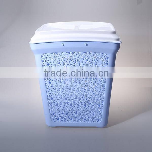 New Home Plastic Rectangular Laundry Basket Tall Hamper & Lid