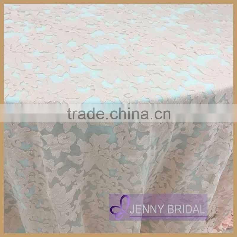 TL040G 132" round table cover wholesale cord lace wedding table overlay