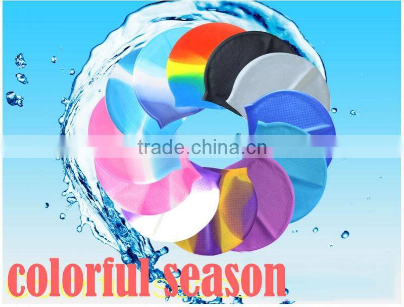 High quality custom colorful nude silicone swim cap For Long Hair