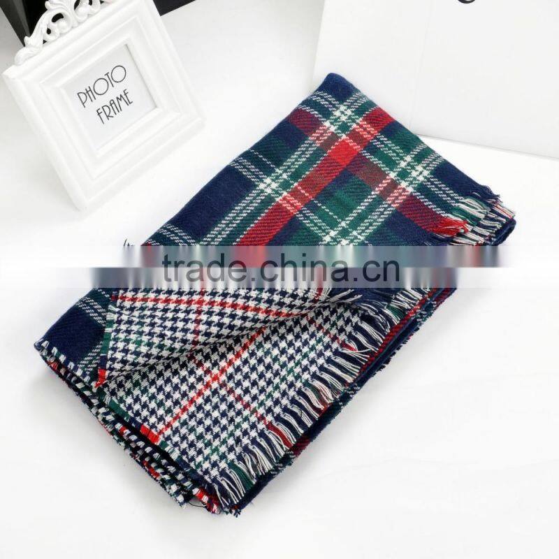 Wholesale Colorful Plaid Checked Wool Winter Ladies Shawl