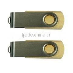 Low cost promotion gift swivel wooden usb pen drive with custom logo printing, laser engraving and optional capacity 1G-64G