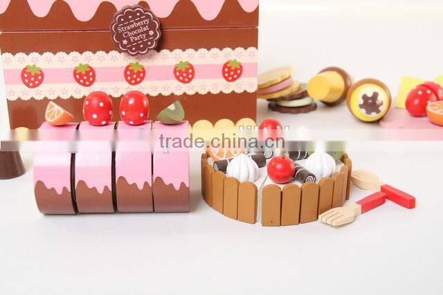 Wooden toy chocolate cake set ,wooden kitchen sets toy for kids