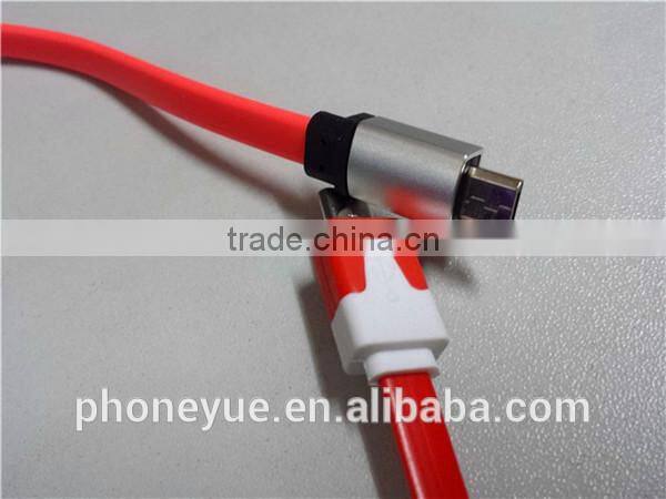 1m colorful aluminium alloy micro usb flat cable for samsung