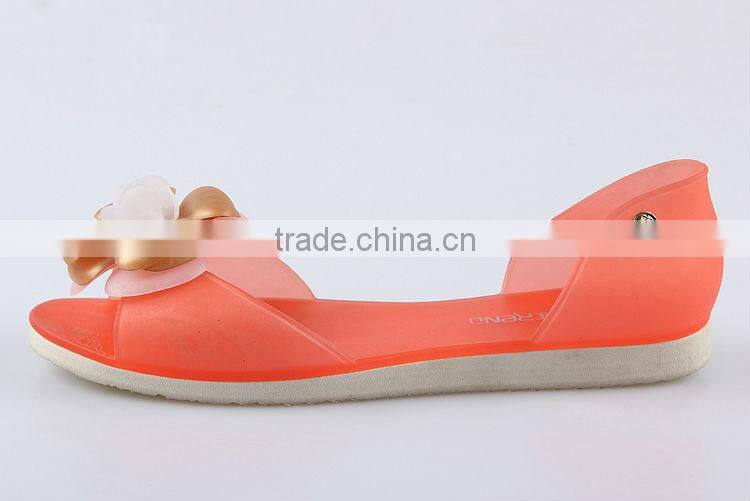 Ladies Colorful Candy Colour Flat Shoes Cheap Ladies Slippers Plastic Sandals Wholesale PVC Clear Jelly Shoes With Nice Flower