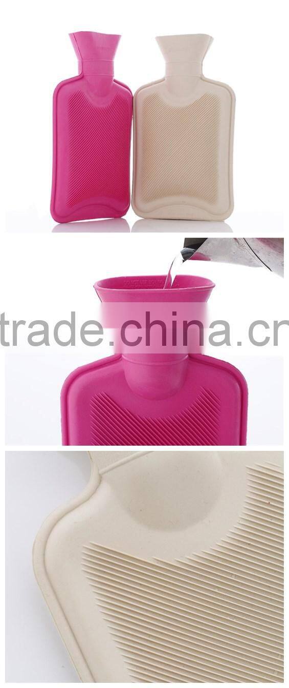 2015 new design long natural rubber hot water bottle for neck/waist