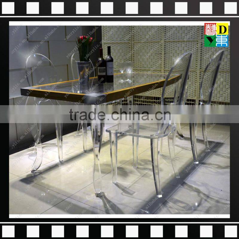plexi luxury design acrylic dinning table set elegant acrylic living room furniture PMMA lucite highclear acrylic dinining chair