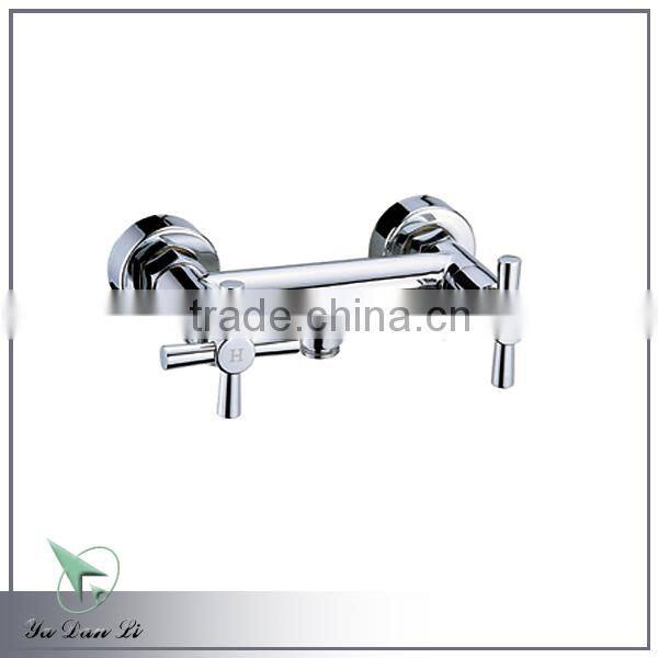 Polished chrome wall mounted cross pattern dual handle shower mixer 8850